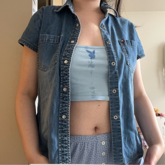 Tommy Hilfiger Blue Jean Button-down T-shirt - Picture 7 of 13